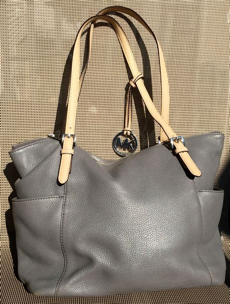 michael kors gray soft leather bag|Michael Kors hamilton tote large.